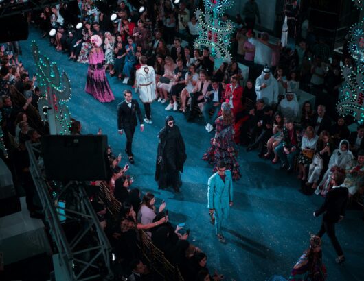 The image of the models on the runway during fashion show